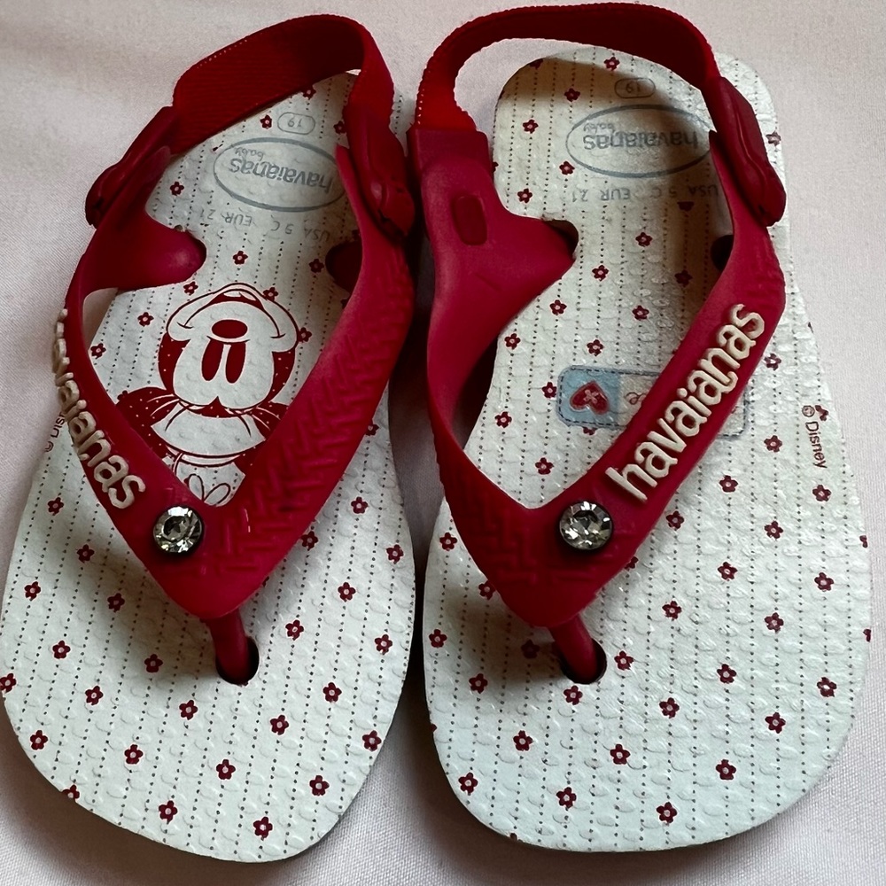 Disney Minnie Mouse Havaianas with Rhinestone Vintage Style Baby Toddler 3C